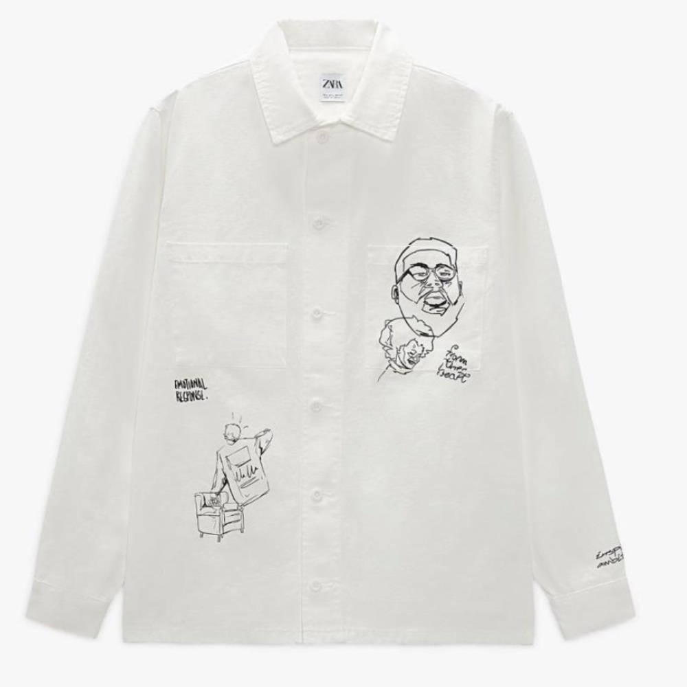 Zara Print Overshirt White